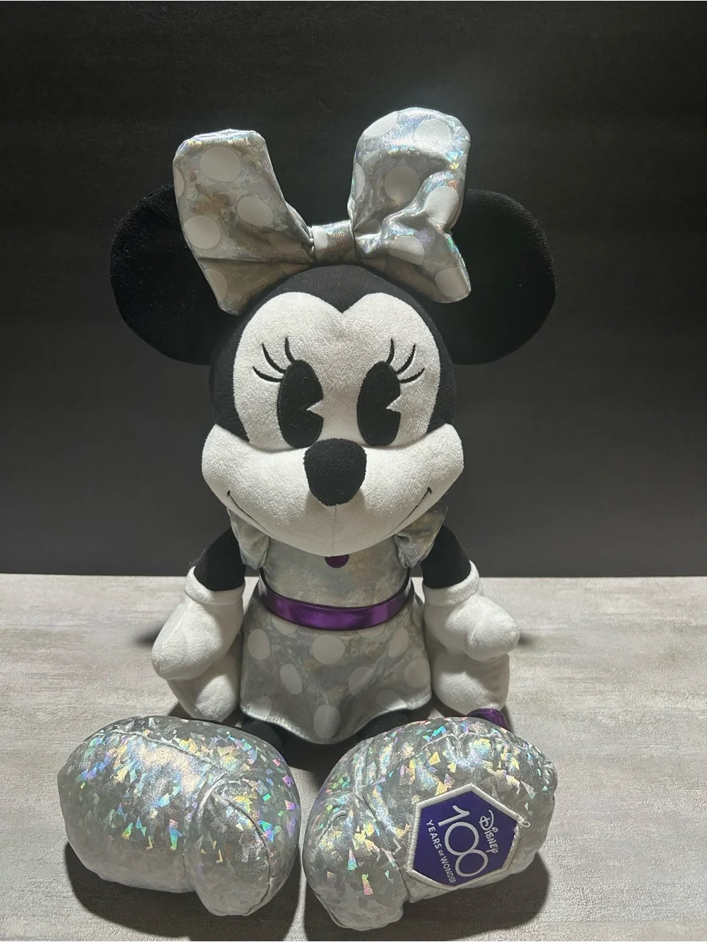 Disney Minnie Mouse Plush in Black, White, Silver & Purple